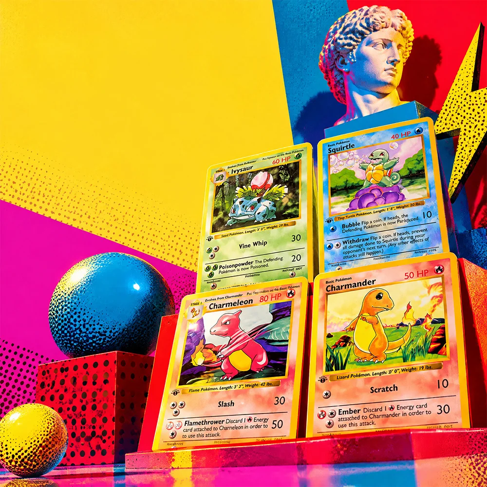 DIY TCG PKM Card 1999 Base Set 1st Edition Kanto Starter Trio Charmander Bulbasaur  Anime Peripheral Game Collection Cards Gift