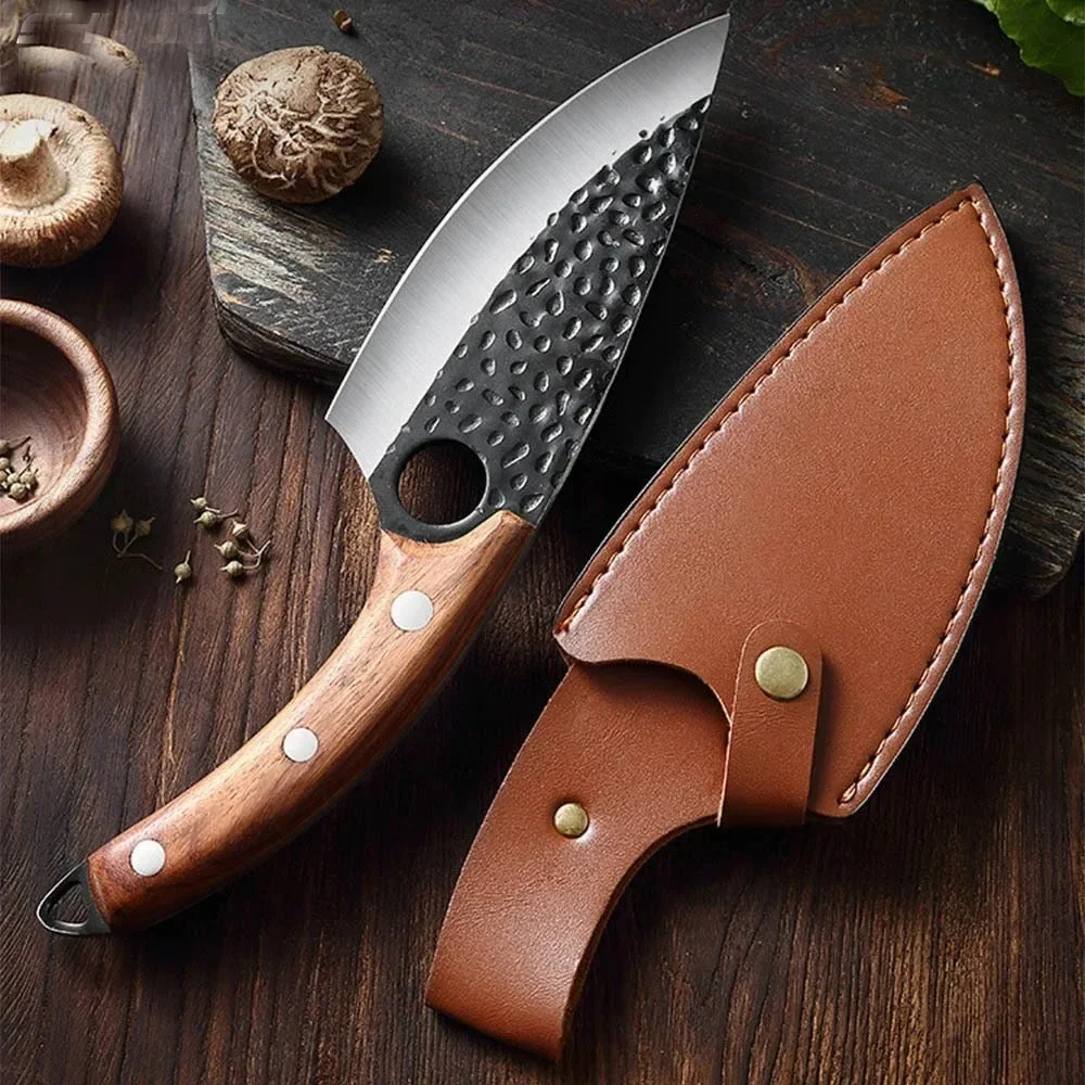 EDC Cooking Slicing Meat Knives 6 inch Forged Boning Knife Stainless Steel Handmade Sharp Blade Boning Knife Wood Handle