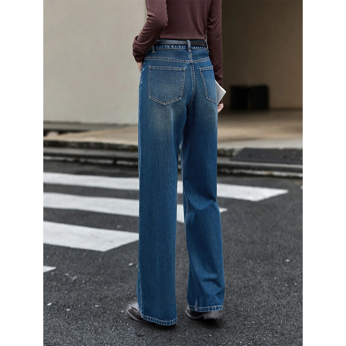 Vimly جينز مستقيم للنساء لخريف 2025 عتيق واسع الساق فضفاض فضفاض من قماش الدنيم قيعان عصرية غير رسمية للمكتب للسيدات 75251 #2