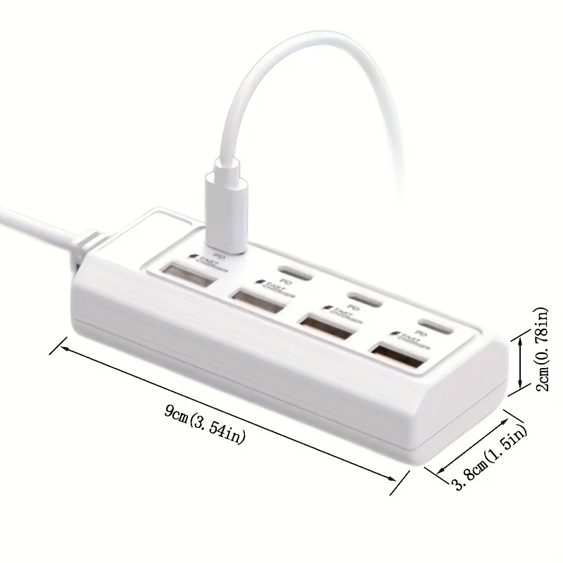8 in 1 USB Charging Station 25W PD Type C Power Strip Multi Port Desktop HUB Phone Adapter For iPhone 16 Samsung Xiaomi Huawei
