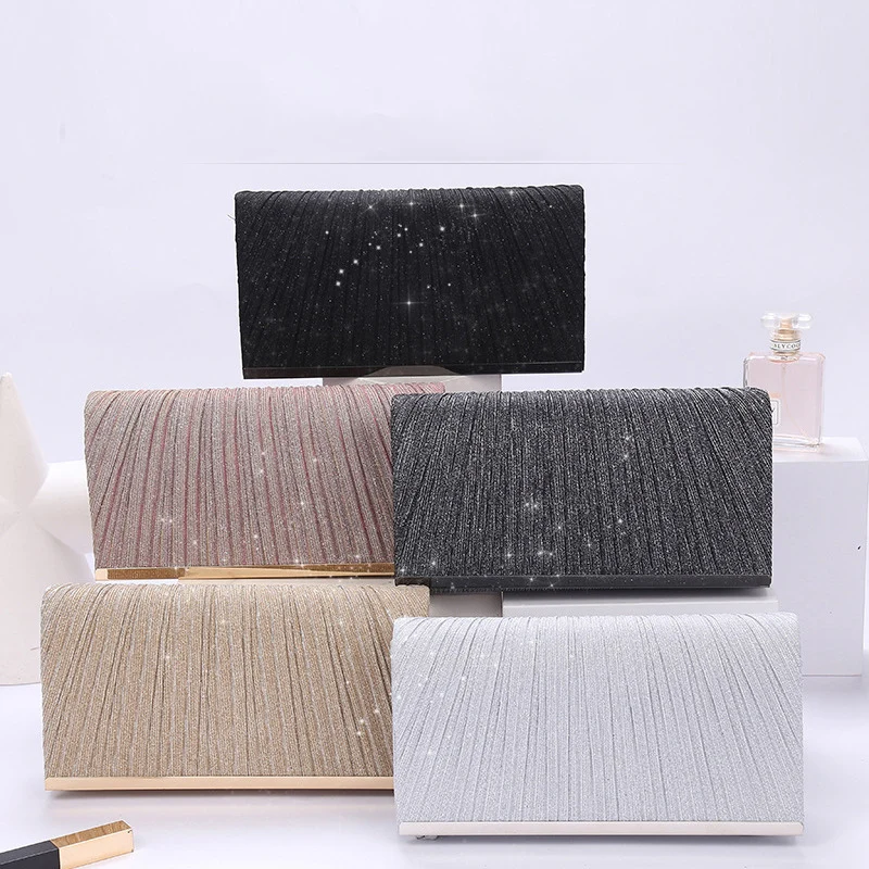 Women Envelope Evening Bag Glitter Ladies Chain Shoulder Bag Fashion Long Purse Female Wedding Party Clutch Bag Mini Handbag