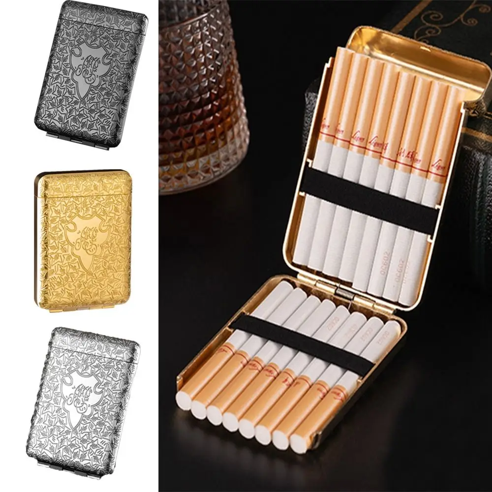 Metal Cigarette Case Front Pocket Carrying Case Men  For 16pcs 84mm Cigarettes Cigarette Holder Cigarette Box Vintage