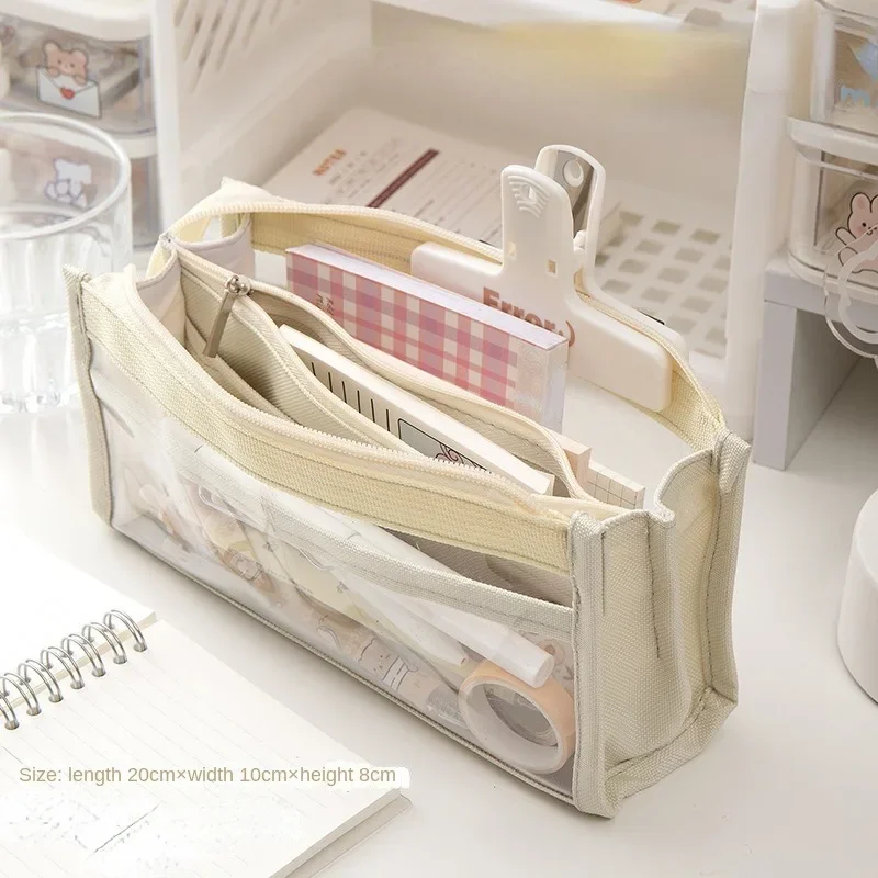 

Six Layer Large Capacity Pencil Case Stationery Supplies Cosmetic Bag High Appearance Transparent PVC Storage Bag Organizer