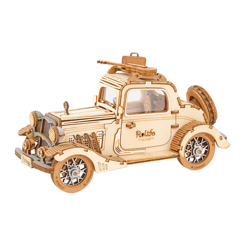 Robotime Rolife Vintage Car Model 3D Wooden Puzzle Toys for Chilidren Kids Adult TG504