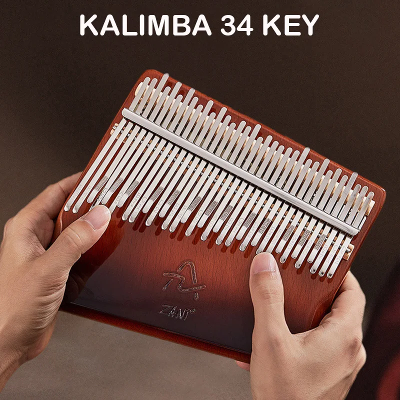 

Professional Kalimba 34 Key Thumb Piano Veneer Beech Wood 34 Key Kalimba Finger Piano Instrument With Tuning Lever Storage Box