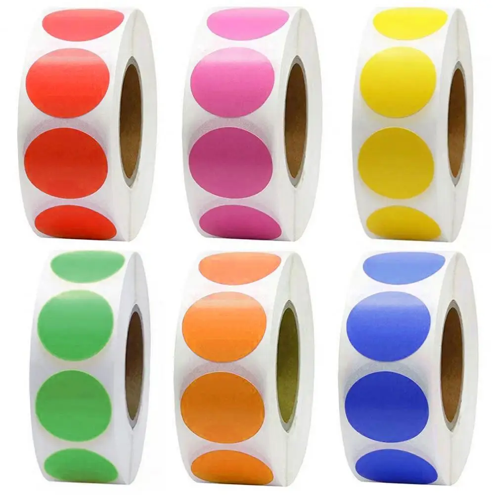 6 рулонов круглых наклеек, стикеры в горошек, красочные самоклеящиеся Стикеры в горошек для одеяла, ценники, товары для гаража, продажи, офиса