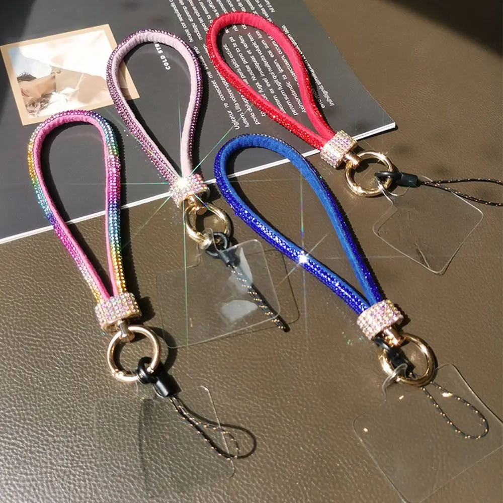 Glitter Keychain Rhinestone Phone Lanyard Bright Bling Bling Wrist Straps Diamond Crystal Anti-lost Rope Phone Accessories
