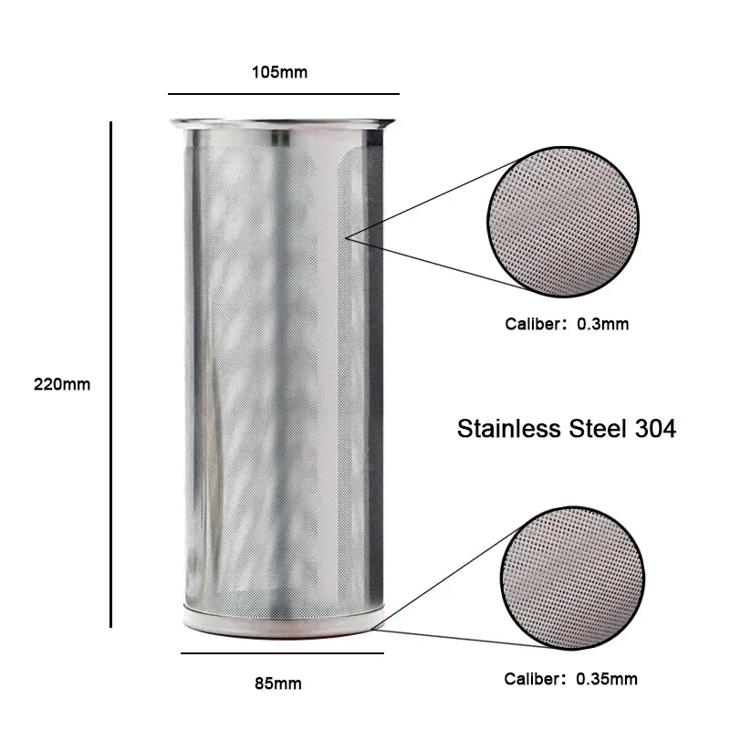 

Cold Brew Coffee Filter Stainless Steel Reusable Wide Mouth Mesh Cylindrical Filter