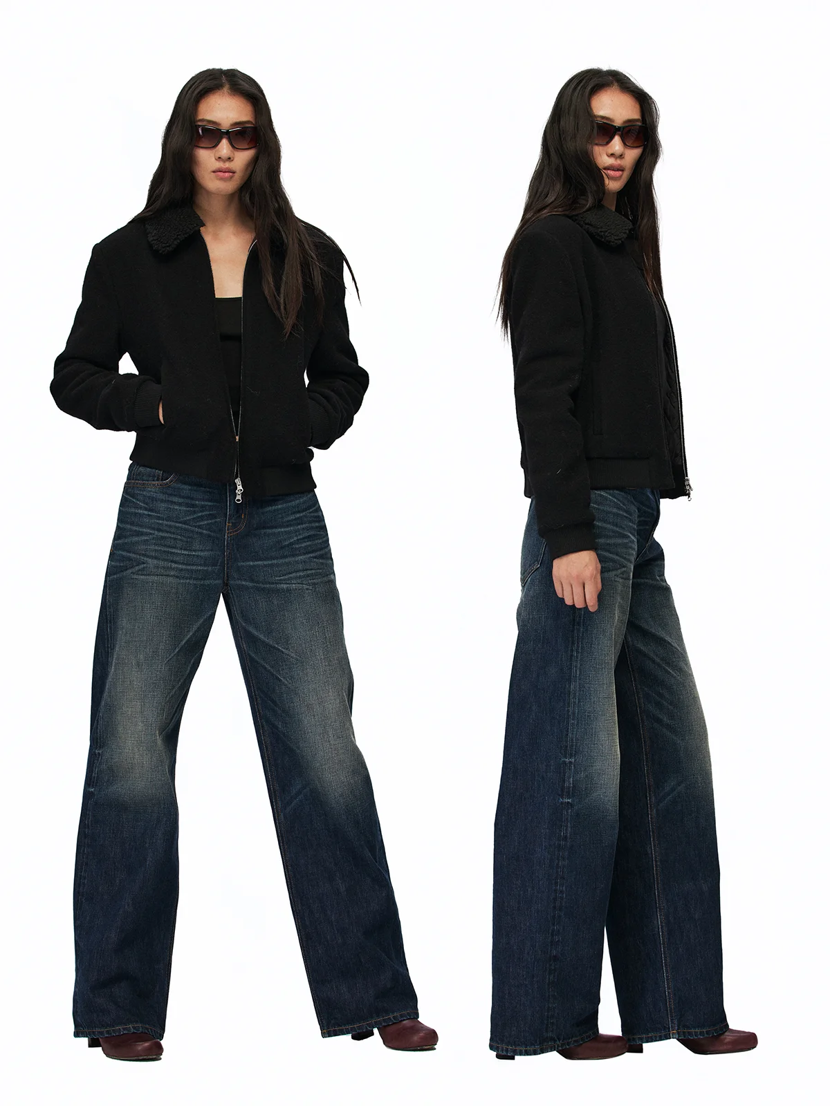 

Джинсы из хлопкового денима темно-синего цвета с высокой талией и широкими штанинами, прямого кроя, удобные, дышащие, женские, в стиле ретро, At354nz2330