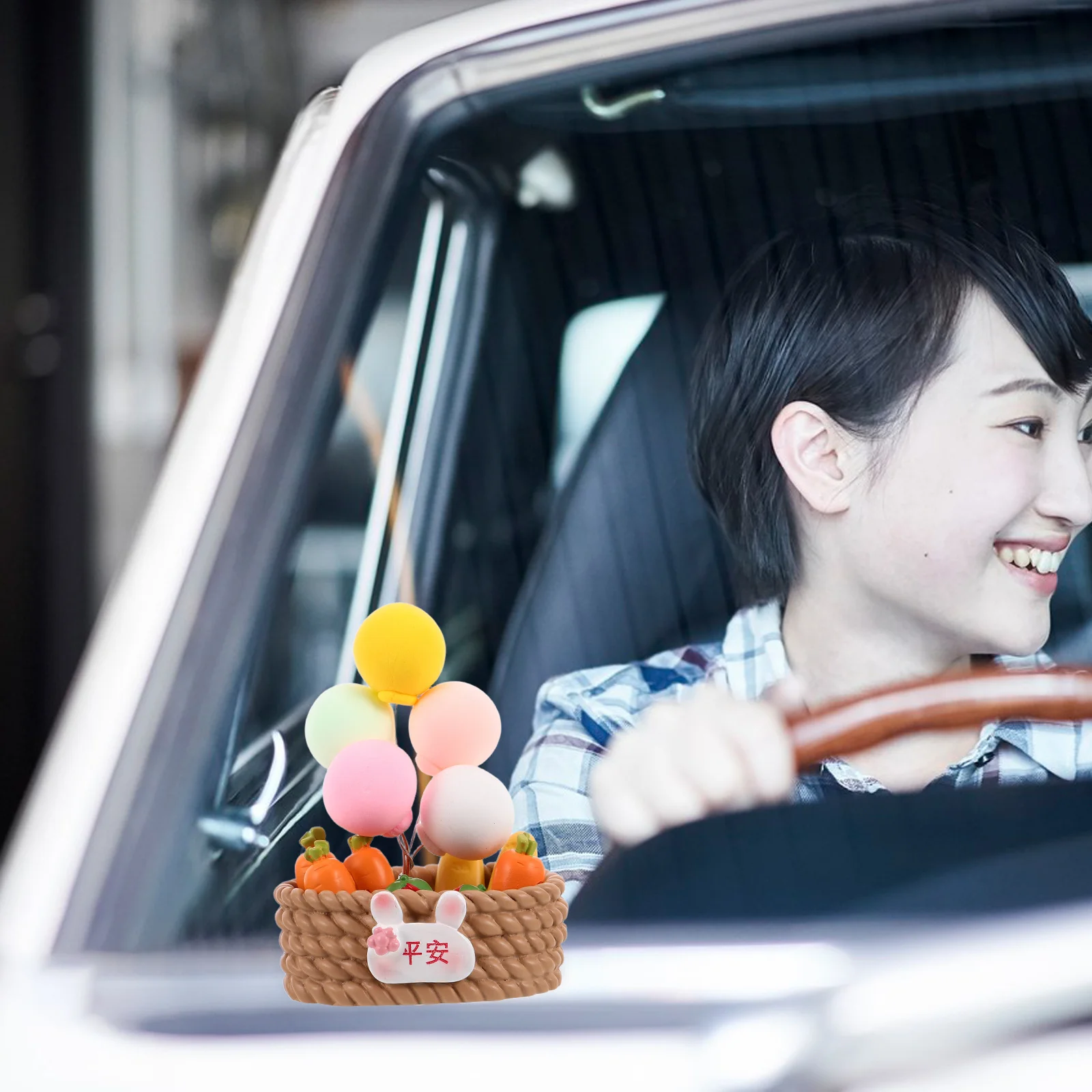 

Cute Car Ornament Balloon Basket Decor Resin Dashboard Interior Decoration Adorable Car Accessories Vehicle Dashboard Ornament