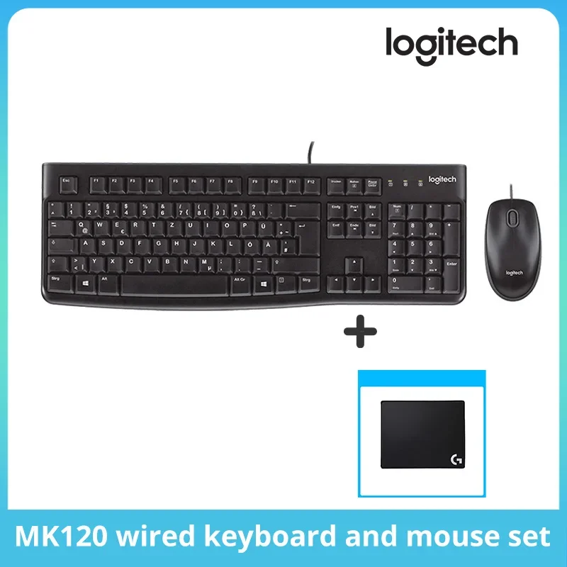

Logitech MK120/MK200 Набор проводной клавиатуры и мыши USB Внешняя компьютерная мембранная клавиатура Офисная периферия Plug and Play