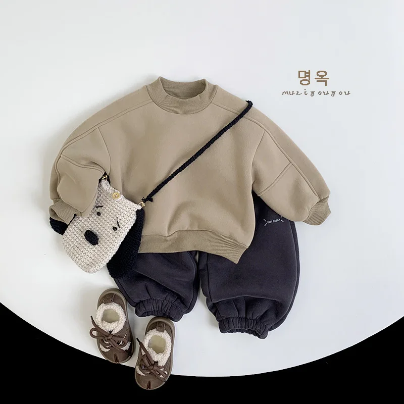 Pant Fleece-lined Thickened Sweatpants Casual All-matching Boys Grils Children New Soft Comfortable Fashionable Warm