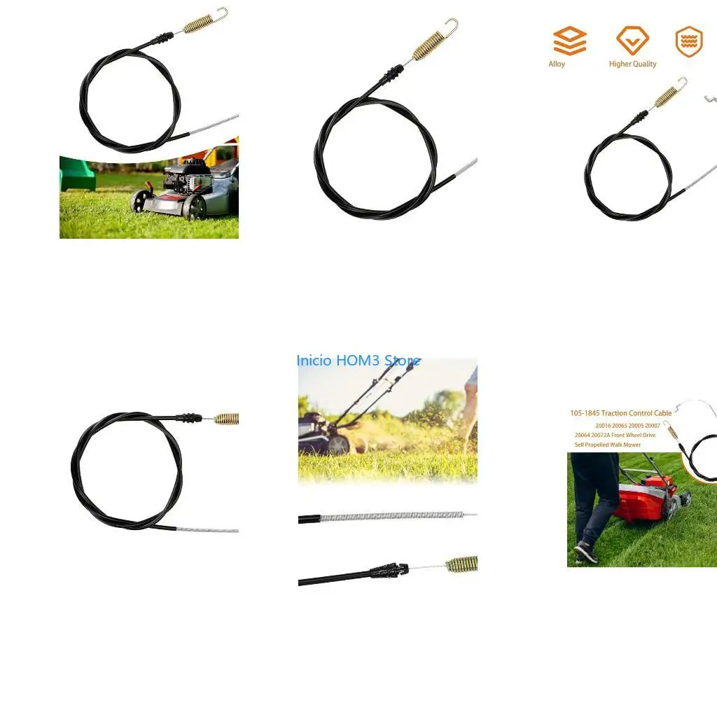 A5YD Rust Proof Mower Traction Cable Spring Loaded Ends 68 Inch Length Industrial Strength