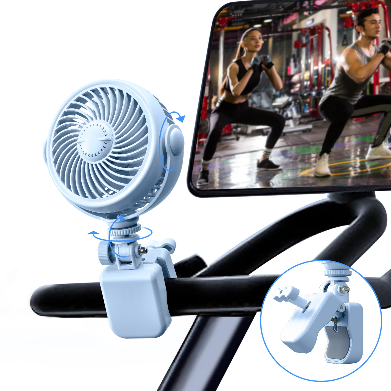 

Eary Summer Portable Handheld Fan Flexible Baby Stroller Fan Outdoor Bike Cooler Secure Clamp 4 Speed Treadmill Baby Cart Fan