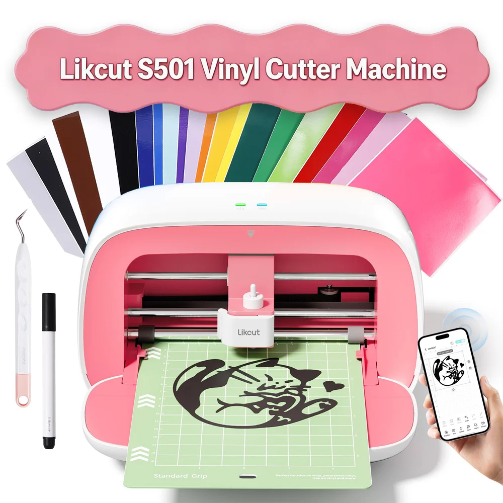 Máquina de corte de vinilo Likcut Glee S501 2026 mejorada, herramienta de corte inteligente portátil para manualidades DIY, pegatinas, calcomanías y dijes de resina