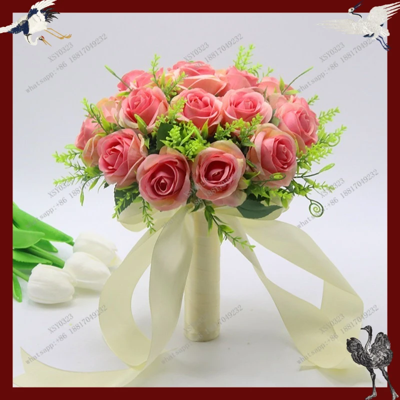 Artificial Bridal Bouquet Fake Flower Wedding Ball Bridesmaid Prop Simulation Flower Arrangement for Certificate Taking