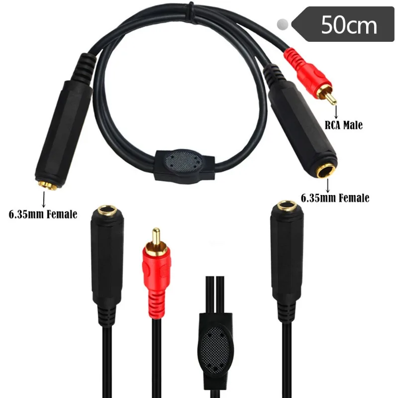 

One Point Two 6.35mm Mother and Mother Hole Dual-pass Docking Extension Cable 6.35 To RCA Lotus Cable Microphone Audio Cable