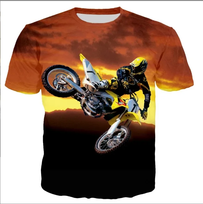 Off-road Motorcycles 3D Print T-Shirts Men's Streetwear Casual Short Sleeve O-Neck T Shirt Harajuku Y2K Top Tees Unisex Clothing