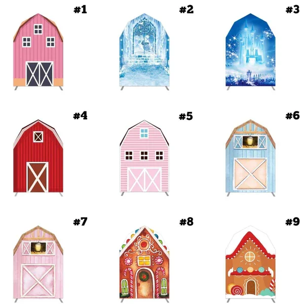 Custom 5x7ft Barn Arch Backdrop Cover Stand Flower Balloons Frame for Kids Birthday Party Decoration Event Banner Background