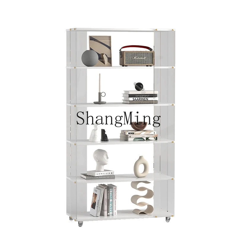 

ZYY simple acrylic widening pulley floor rotating bookshelf multi-layer movable storage rack