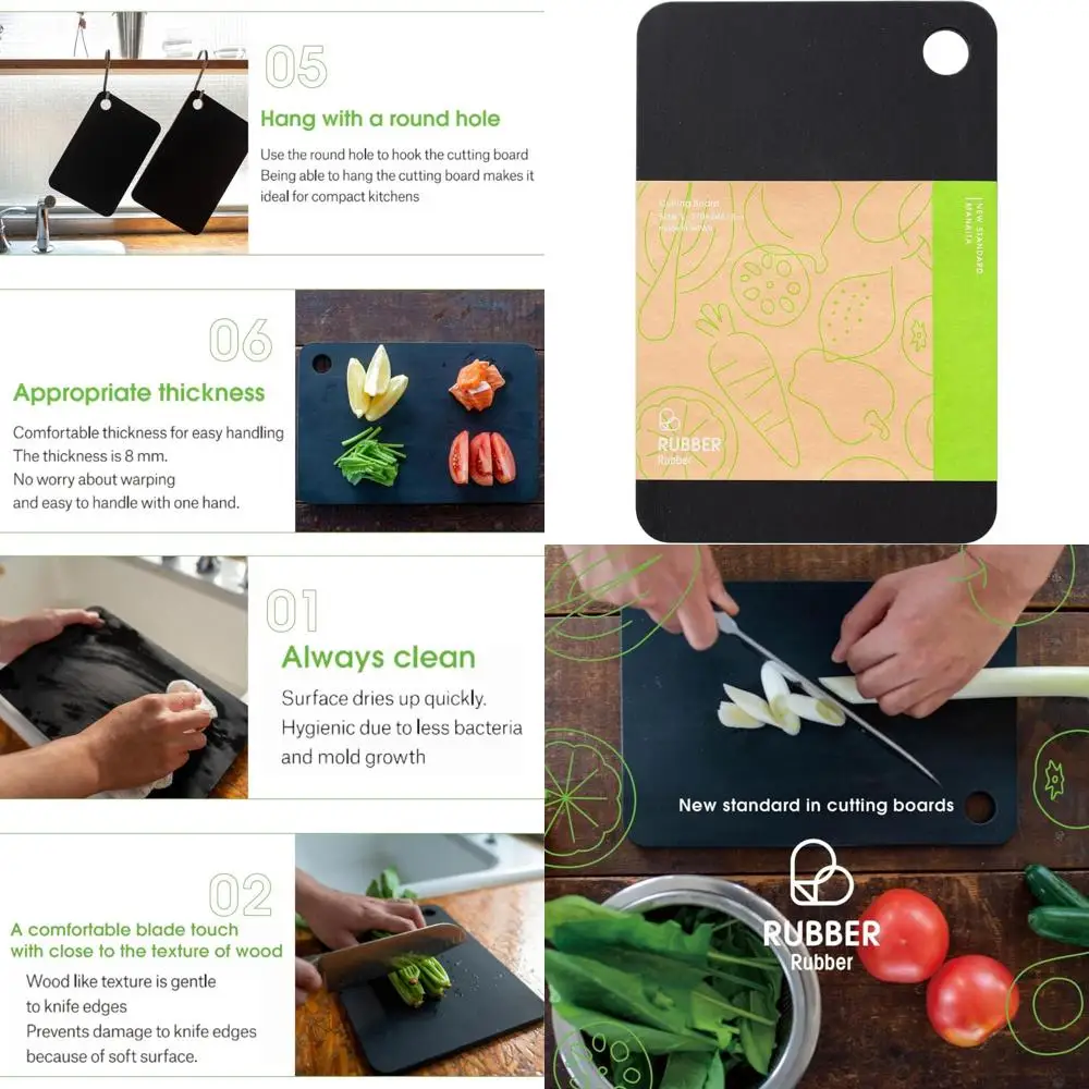 

Large Black Synthetic Rubber Cutting Board, Made in Japan, 14.6 x 9.6 x 0.3 (L x W x H) NBD003