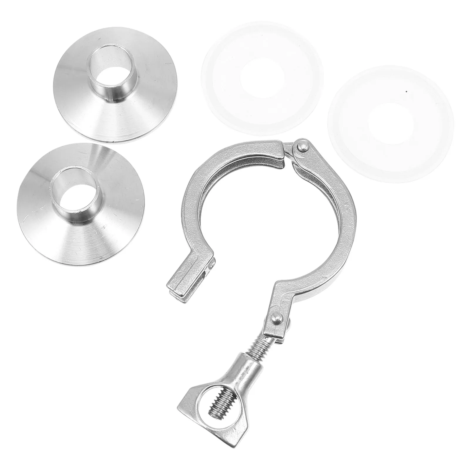 1Set Stainless Steel Tri Clamp Assembly Kits Corrosion Resistant Wear Resistant Smooth Surface Sanitary Clamp Tools