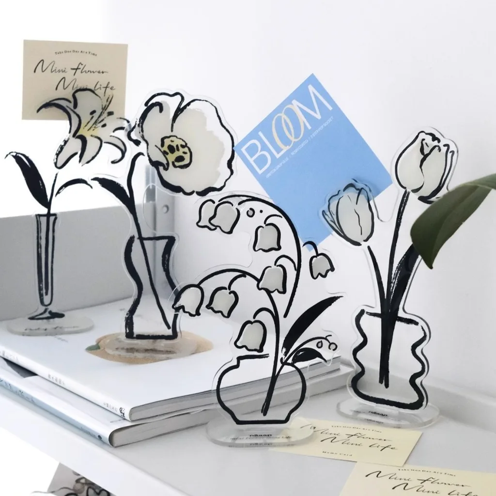 Decorative Card Stand Flower Shaped Acrylic Flower Note Holder Acrylic Card Holder Acrylic Flower Memo Clip For Reminder Display