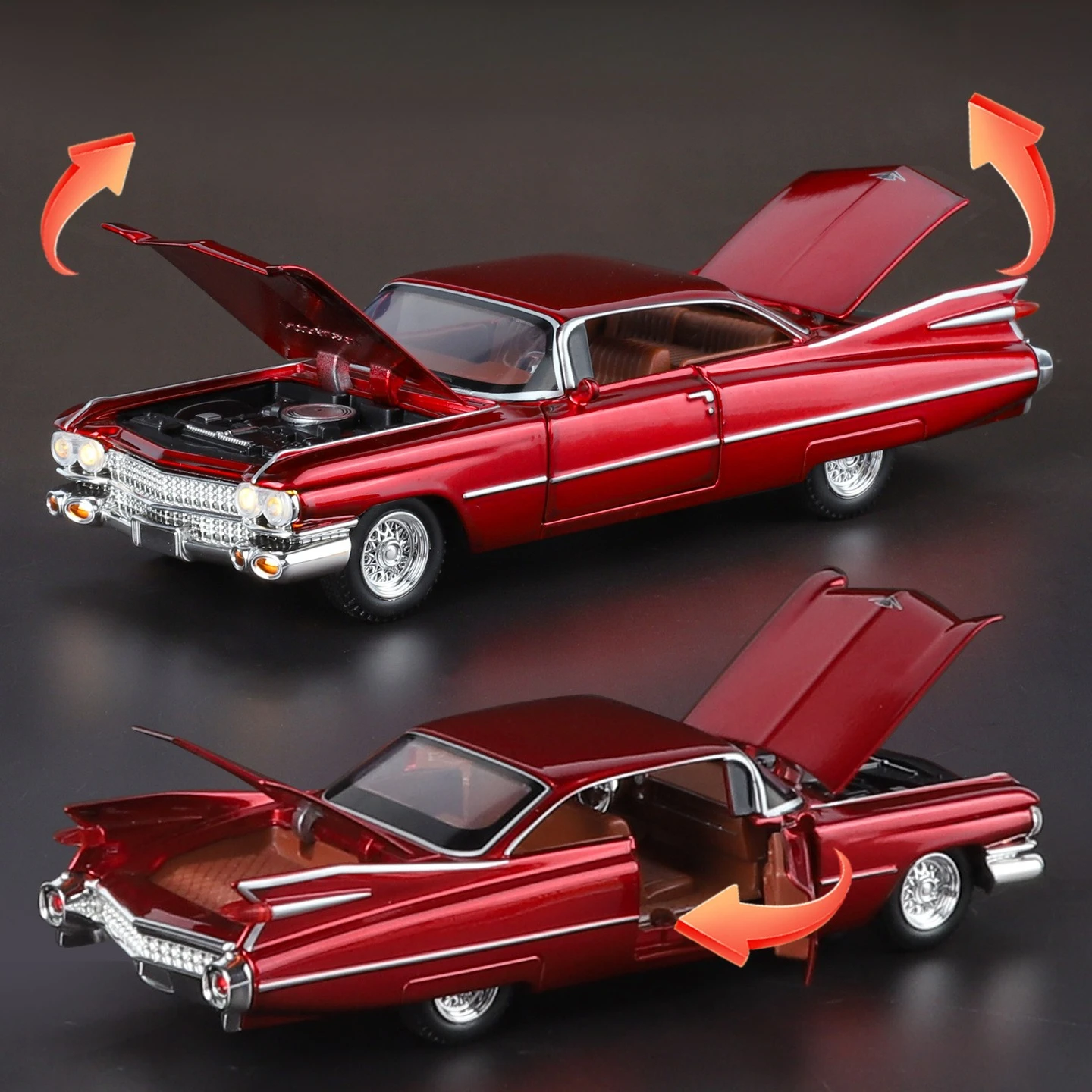 1:32 Retro Impala Classic Car Modello di auto sportiva Suono e luce Tirare indietro Collezione di ornamenti da tavolo giocattolo a quattro porte