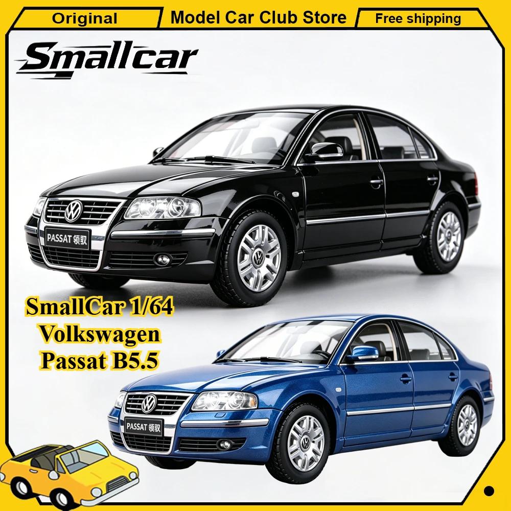 

New SmallCar 1/64 Volkswagen Passat B5.5 Silver Police Black Blue Alloy Car Model Miniature Diecast Collection Ornament HobbyToy