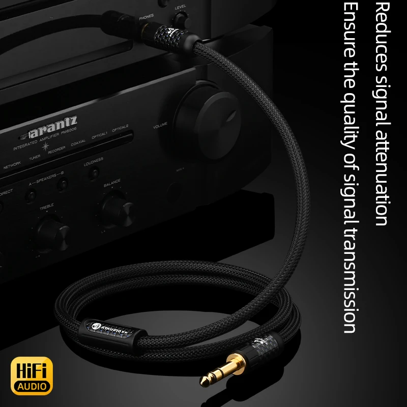 ATAUDIO HiFi Stereo 6.5mm TRS Audio Connection Cable Gold‑Plated Plug With 6.5mm Jack to Jack for Amplifier Mixer