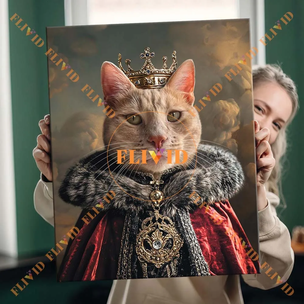 

Custom Cat Dog Portrait Vintage Royal General Count Poster Wall Art Canvas Painting Wall Pictures For Living Room Decor Unframed