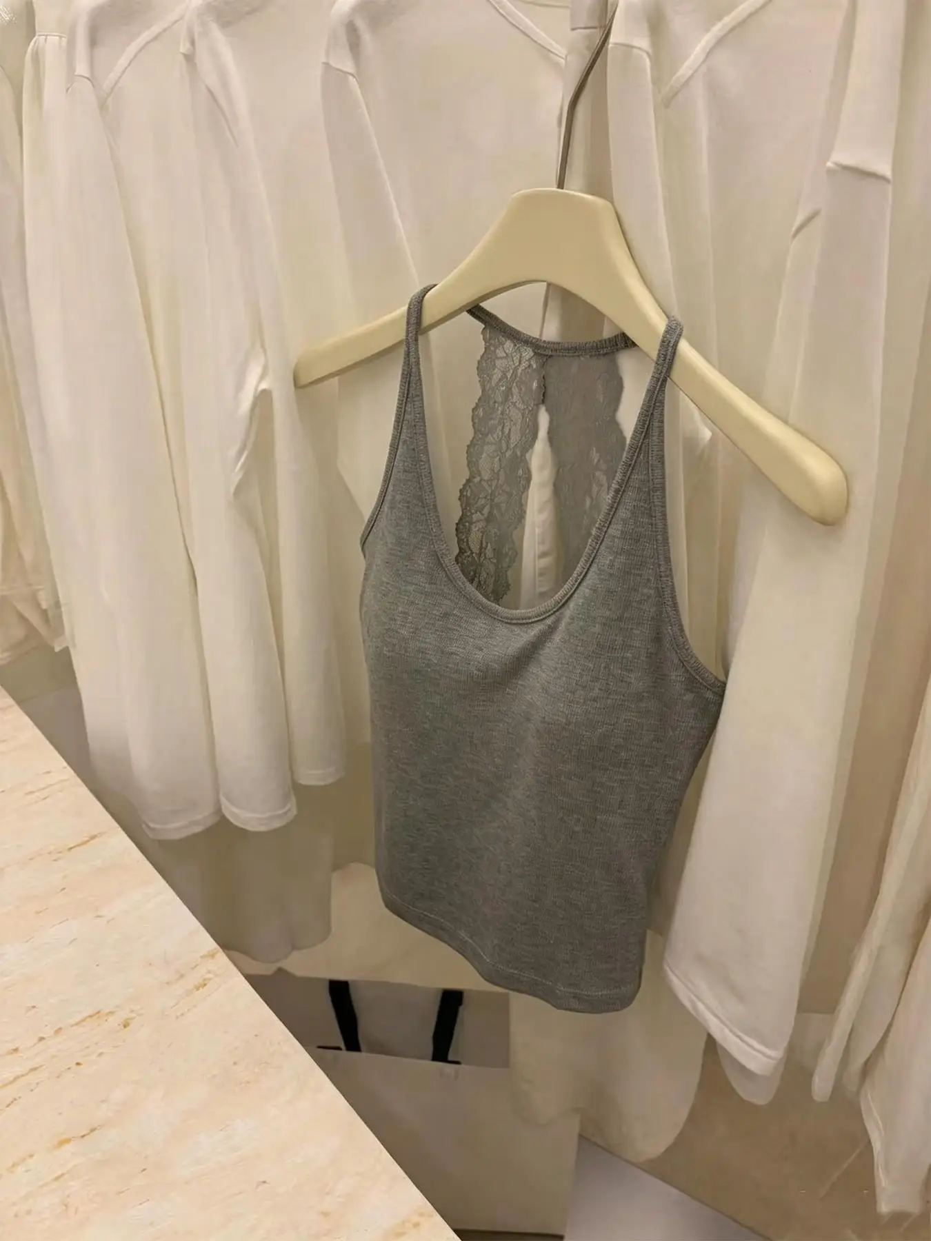 Lace Padded Korean Solid Color Camisole Women Cotton Summer Tank Tops Sleeveless U-Neck Vest Thread Running Yoga Sportswear