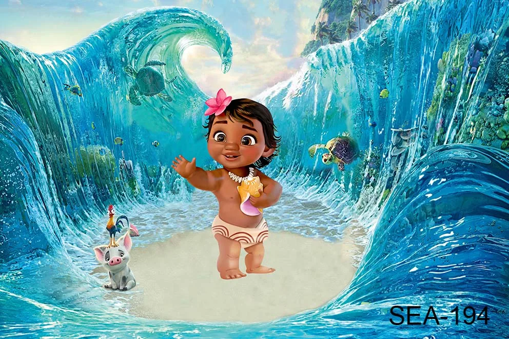 خلفية التصوير الفوتوغرافي ديزني موانا ماوي الطفل استوديو خلفية شجرة النخيل البحر صور خلفية مخصصة الكرتون فوتوزون