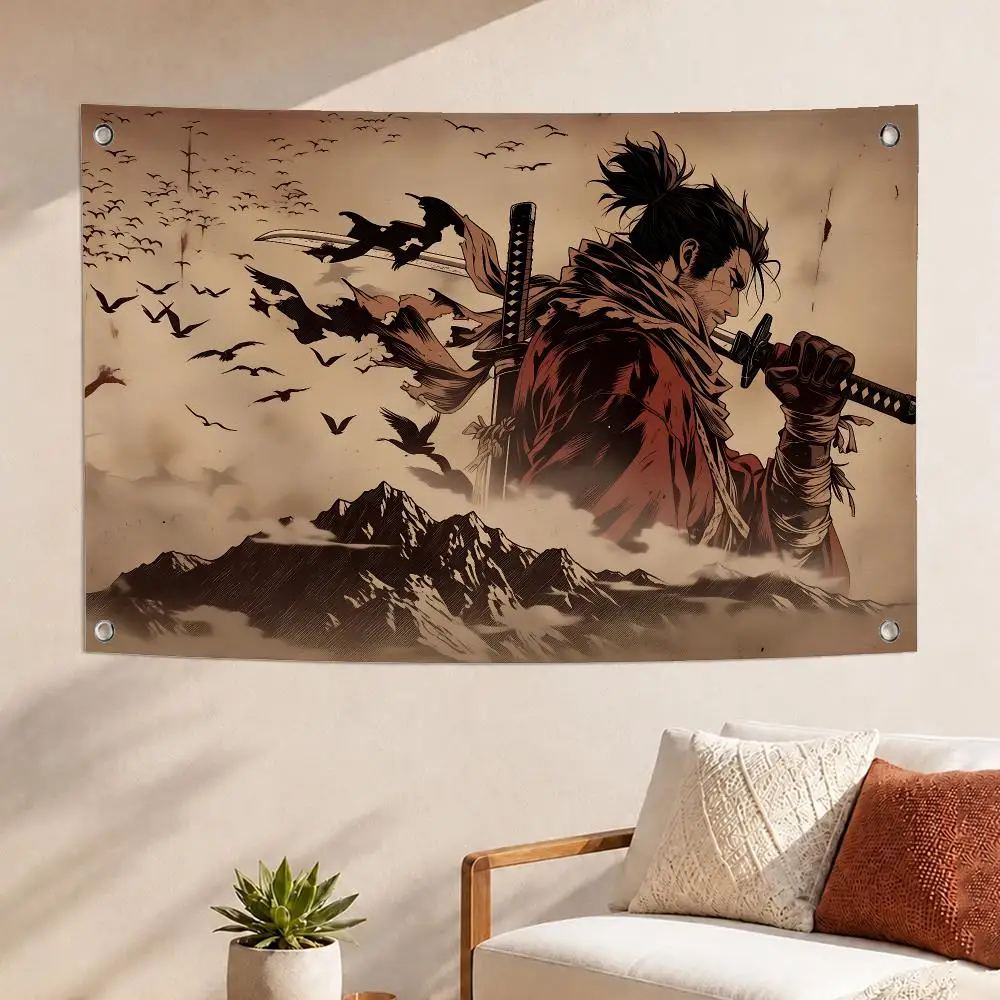 Sharp Game Sekiro Flags Concert Print Backdrop Banner, Home Bedroom Outdoor Wall Hanging Decor