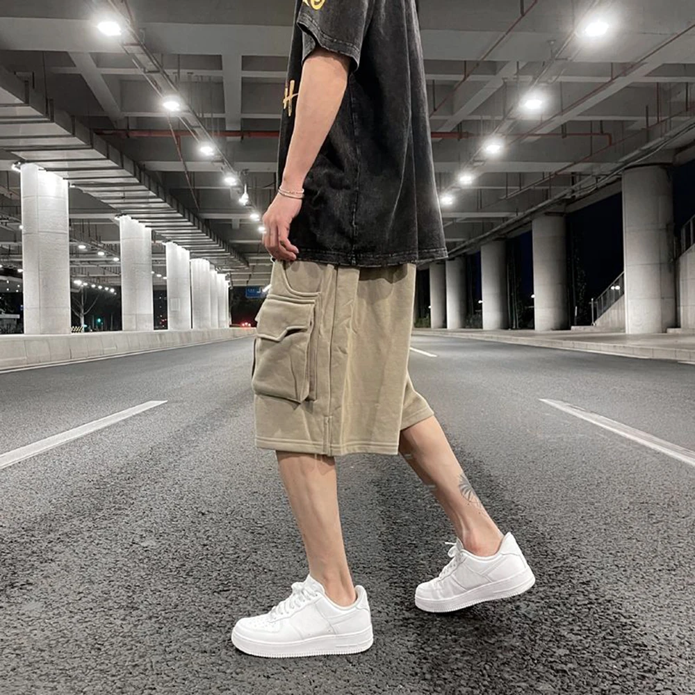 Washed Men\'s Cargo Shorts High Street Hip-Hop Casual Pants Summer Men Clothing Five-Point Pants Invisible Crotch Outdoor Sex