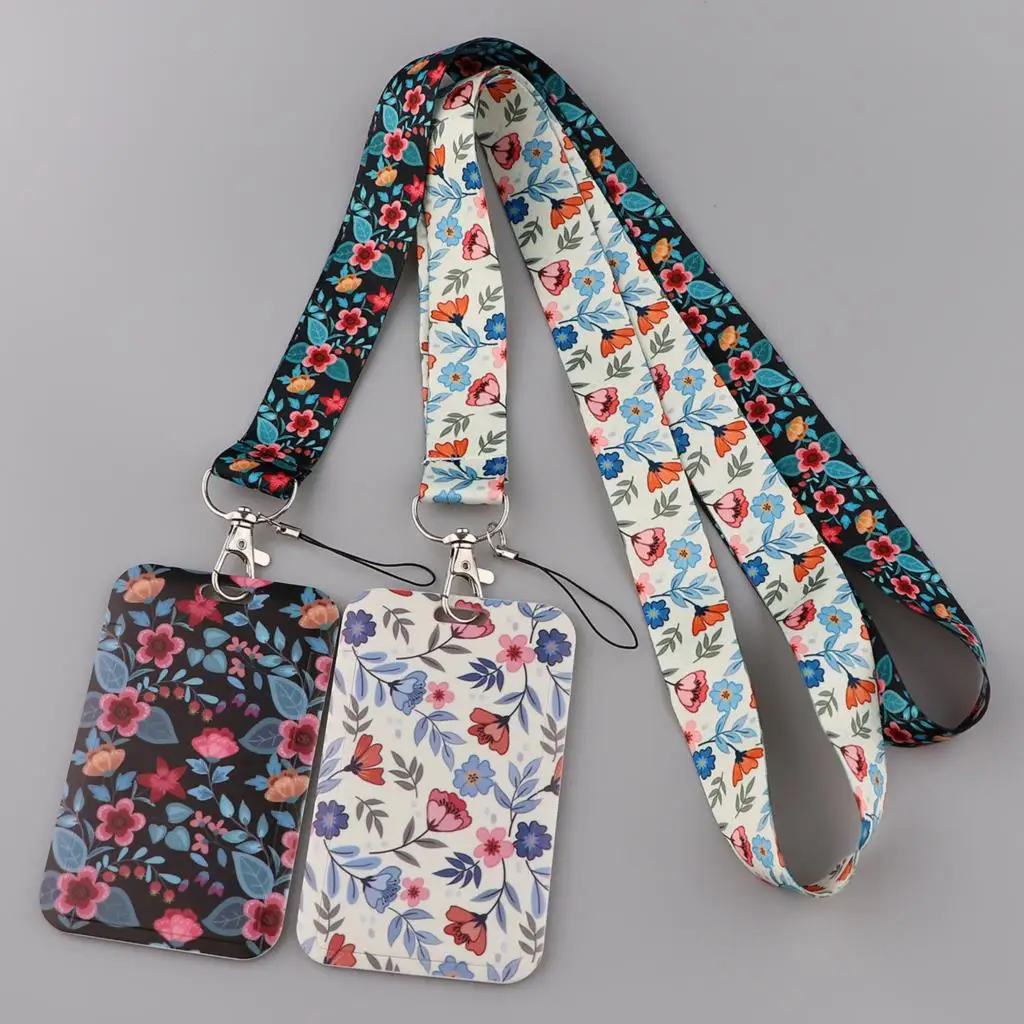 Fantasy Flower Series Neck Strap Lanyards Keychain Badge Holder ID Card Pass Hang Rope Lariat Lanyard for Key Rings Accessories