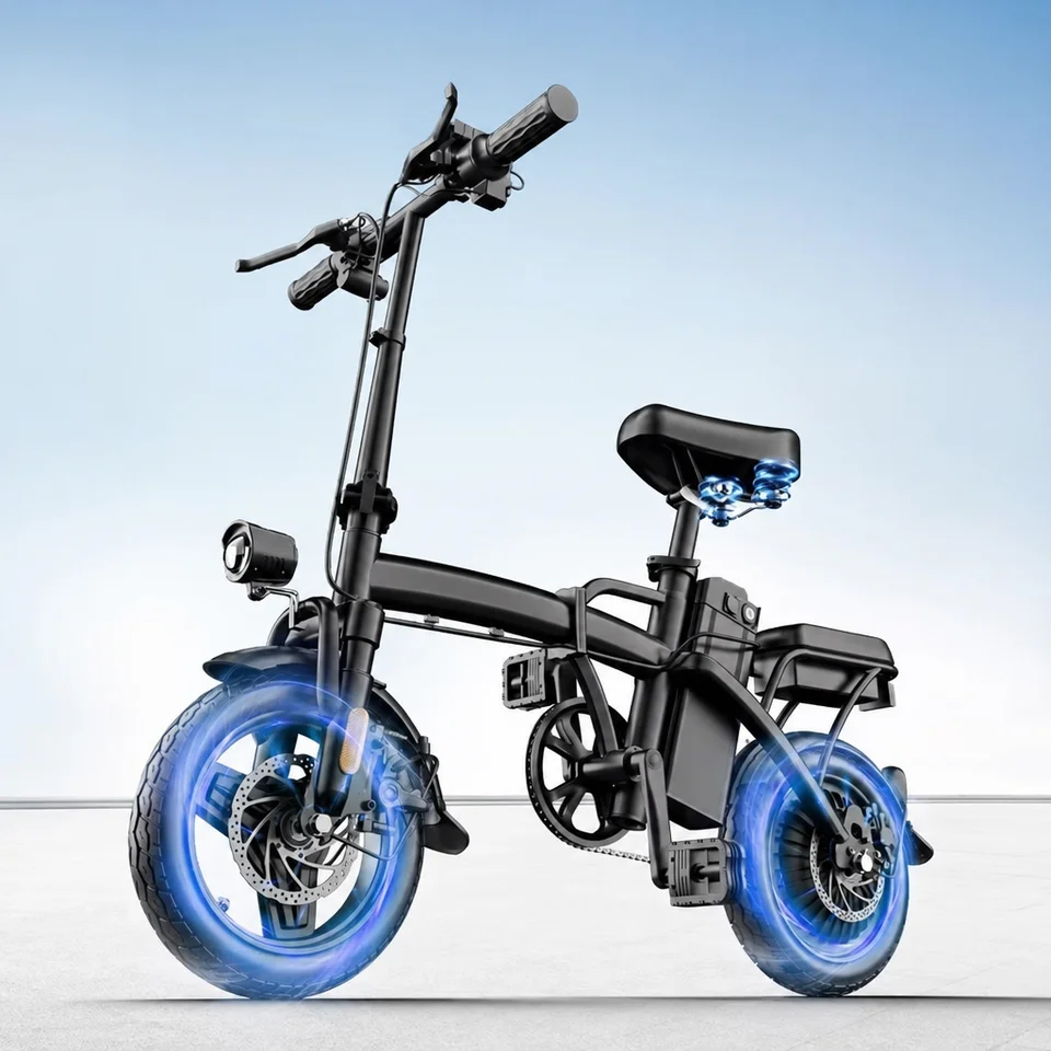 14 Inch Foldable Electric Bicycle 500W Motor 19.9MPH Max Speed Removable Battery 3 Riding Modes Dual Suspension Commuter Folding E Bike image 2