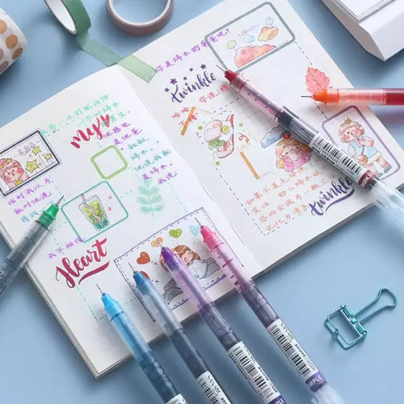 10本入り 大容量 速乾 ニードルチップ カラージェルペン 0.5mm 細字 ボールペン DIY 日記 描画 10色