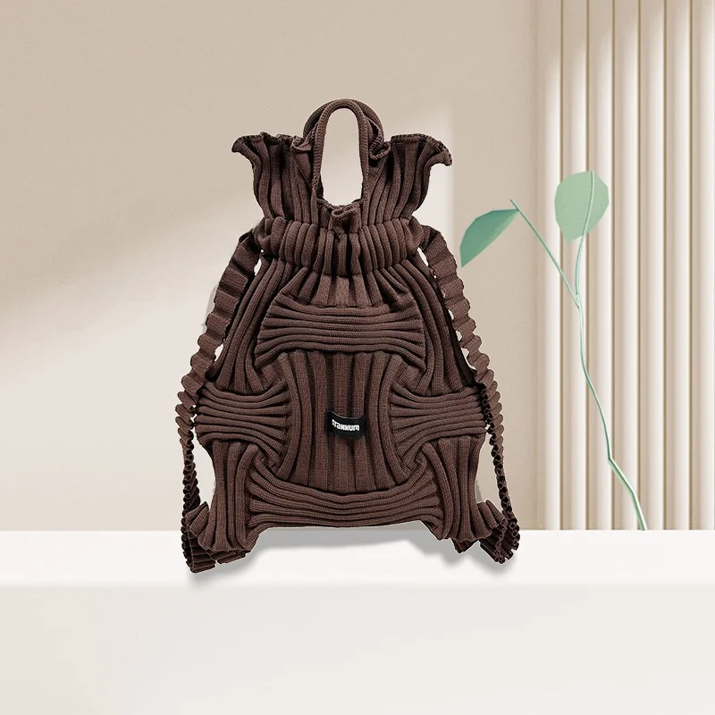 Fashionable Knitted Backpack Popular Internet Celebrity Casual Handbag Versatile Bag Leisure Stylish Polyester Material