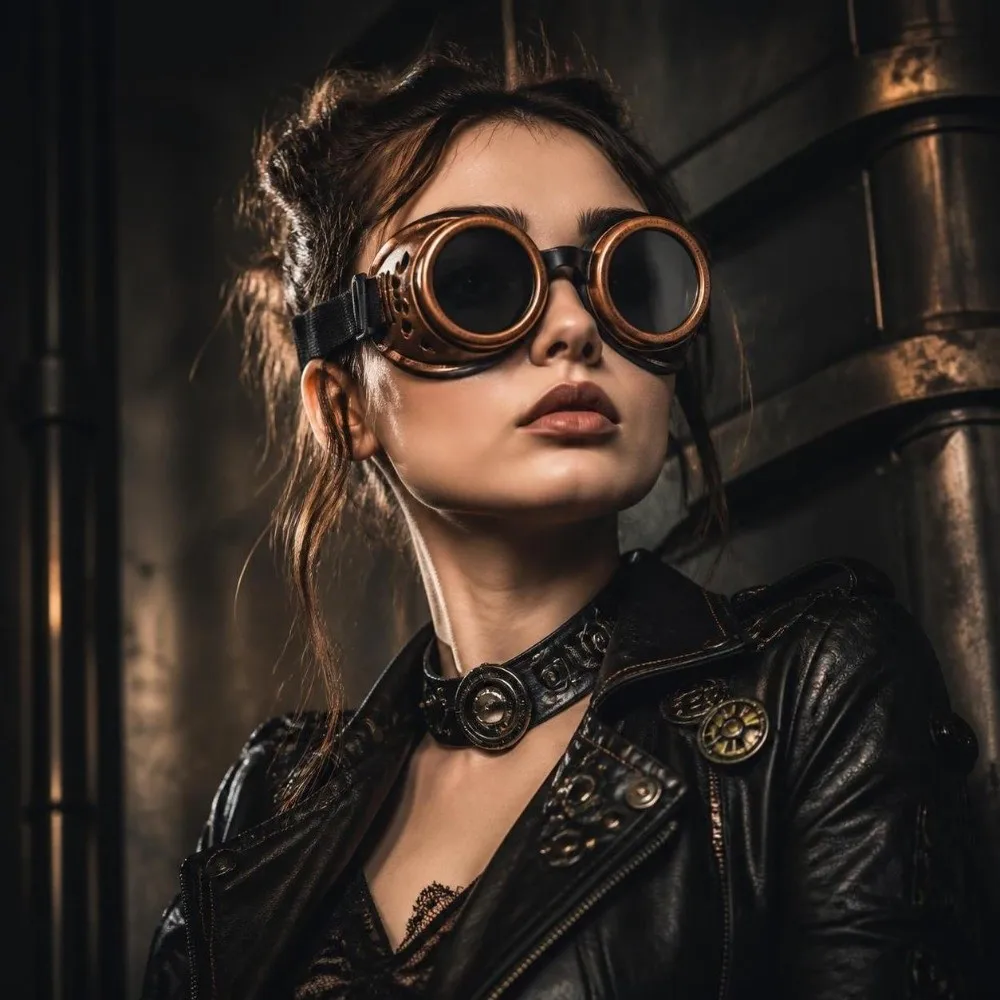 Retro Steampunk Goggles Windproof Unisex Design Steampunk Glasses Adjustable Metal Driver Goggles Themed Photoshoot