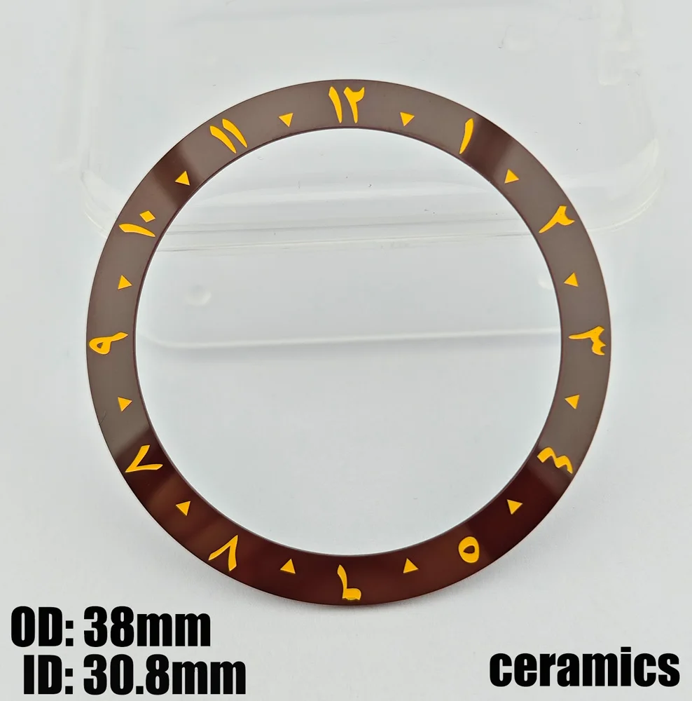 حلقة بحافة بأرقام عربية للرجال ، ساعة لامعة ، مطفية ، سيراميك ، حافظة داخلية ، NH35 ، 40 top ، 38 * ay