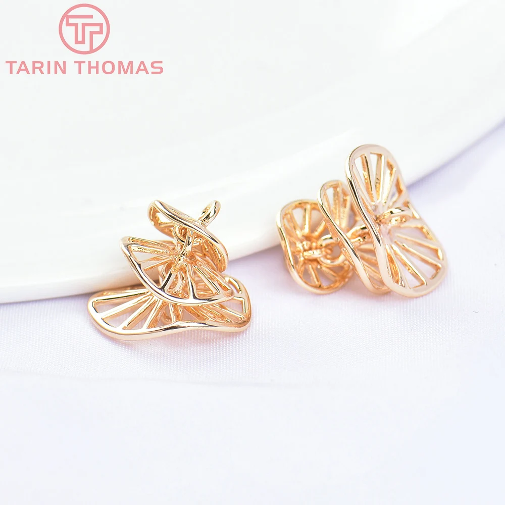 (5664)10PCS 16x15MM 24K Gold Farbe Messing 3 Verbinden Lotus Blatt Charms Anhänger Hohe Qualität DIY schmuck, Die Entdeckungen Großhandel