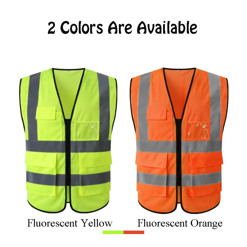 Hi Vis Workwear Highlight Reflective Vest Construction Safety Workwear Mesh Fluorescent Vest Road Administration Coat Jacket