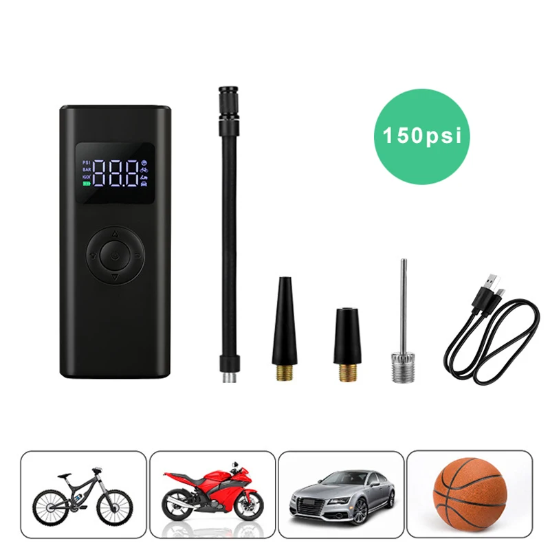 150 psi Car Tyre Inflator Air Injector Portable Car  Tire air pump  Cordless Vehicle Wheels Electric Compressor Digital 5000mAh