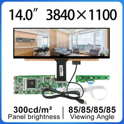 Hot selling 14 Inch 3840×1100 Slim Stretched Bar LCD Display 4K ADS Screen NV140XTM-N52 eDP 30 Pin Type-C Audio Controller Board