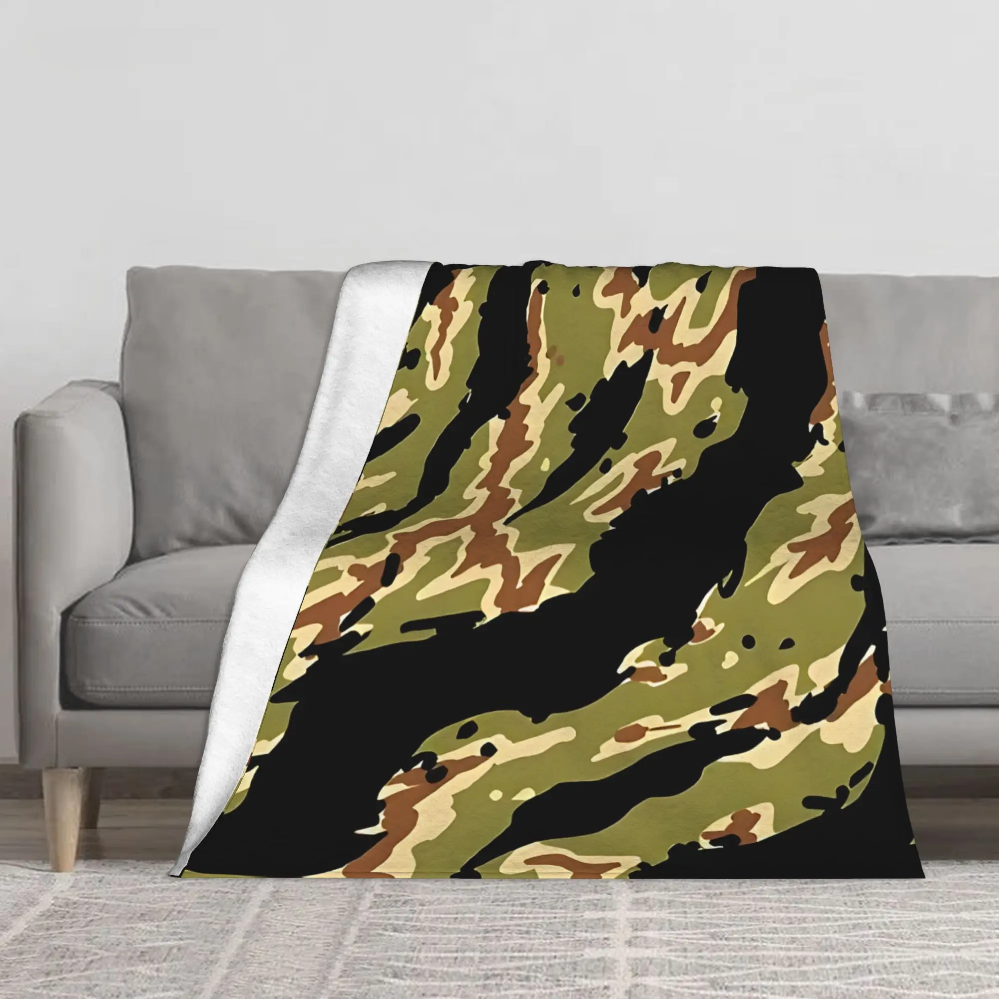 1PC Vietnam Tiger Stripe Camouflage Pattern Blanket Throw Super Cosy Plush Living Room Sofa