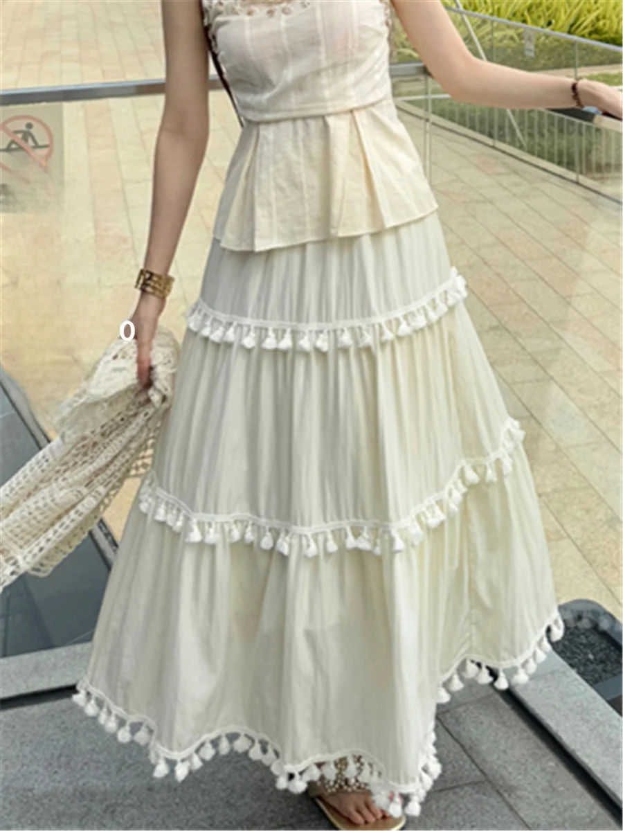 

Женская винтажная юбка миди Ele Cheese с высокой талией, новая коллекция весна-лето, однотонная, с эффектом многослойности