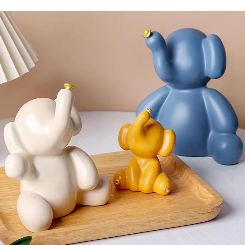 

Cute Cartoon Elephant Sculpture 3 Pcs/set Animal Crafts Desk Decoration Ornaments TV Cabinet Furnishings Home Statue