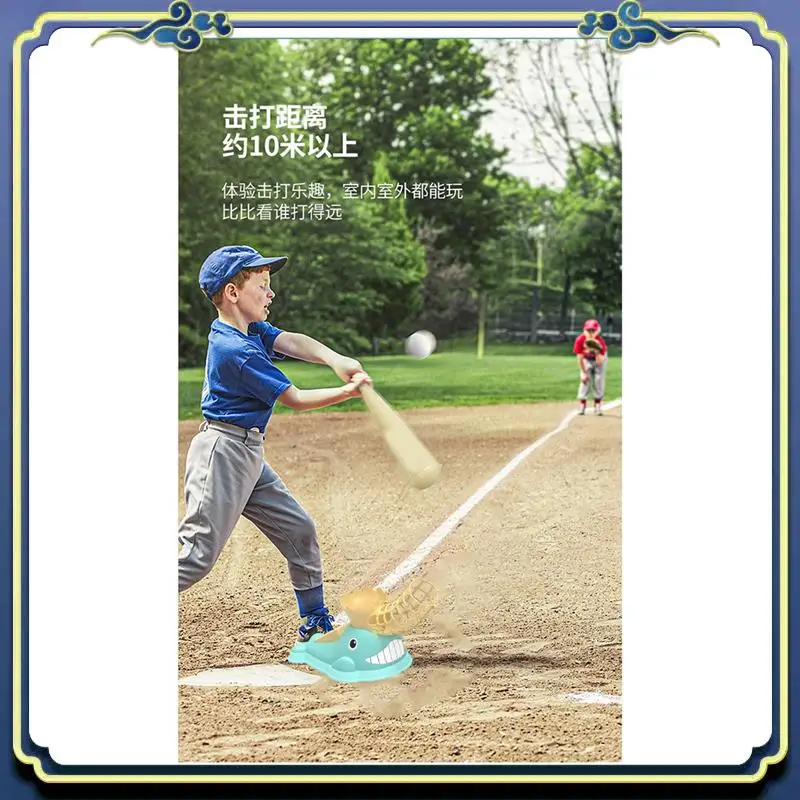 ABTJ-เครื่องขว้างเบสบอลของเล่นสําหรับเด็กที่มีค้างคาวและลูกเบสบอล 3 ลูกสําหรับของขวัญวันเกิด