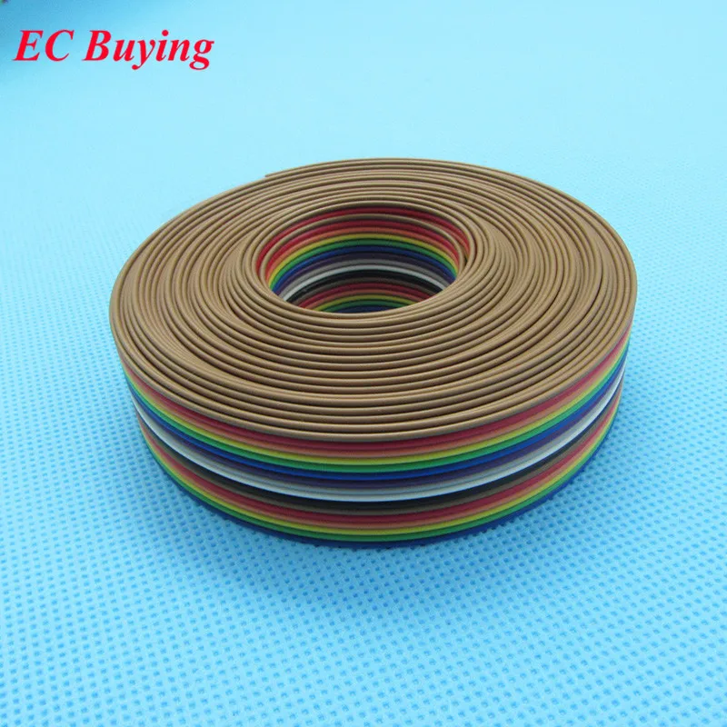 10meters/lot ribbon cable 16 WAY Flat Color Rainbow Ribbon Cable wire Rainbow Cable 16P ribbon cable 1.27MM pitch